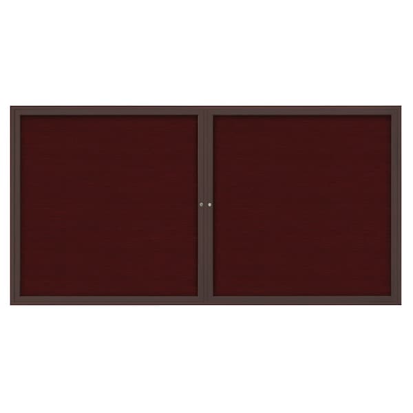 72"x36" 3-Door Enclosed Outdoor Letterboard, Burgundy/Bronze